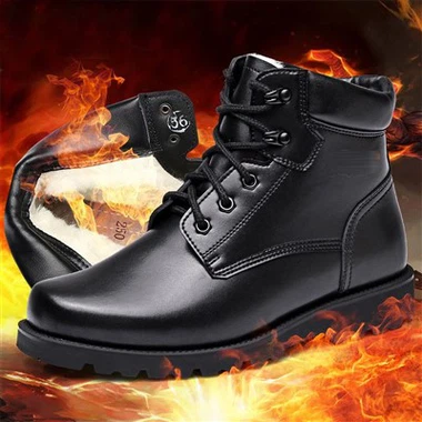 ทหารฤดูหนาวยุทธวิธีขนสัตว์กลางแจ้งหนังเต็มรองเท้าหิมะ